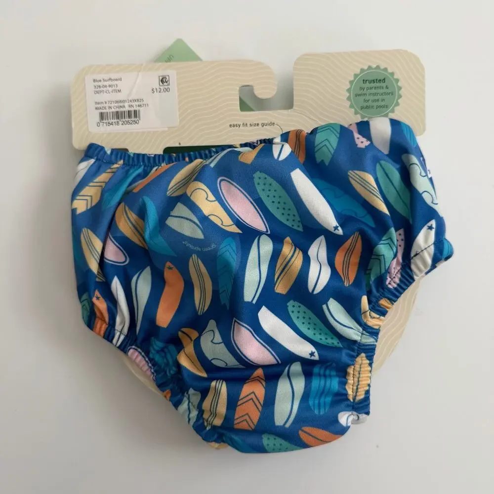 Green Sprouts eco pull-up All-In-One swim diaper blue surfboard print